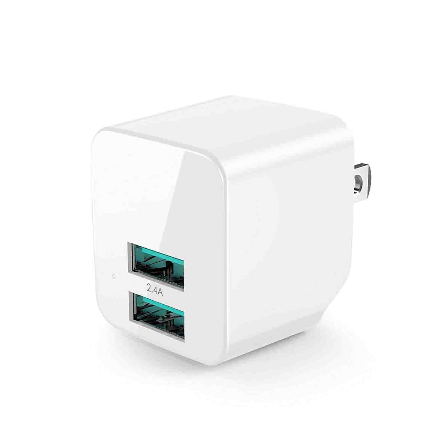 USB Wall Charger, Dual Port 2.4A Output 