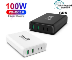 100W four-port double PD and double QC high-power desktop quick charger is suitable for quick charging of laptop computer and mobile phone
